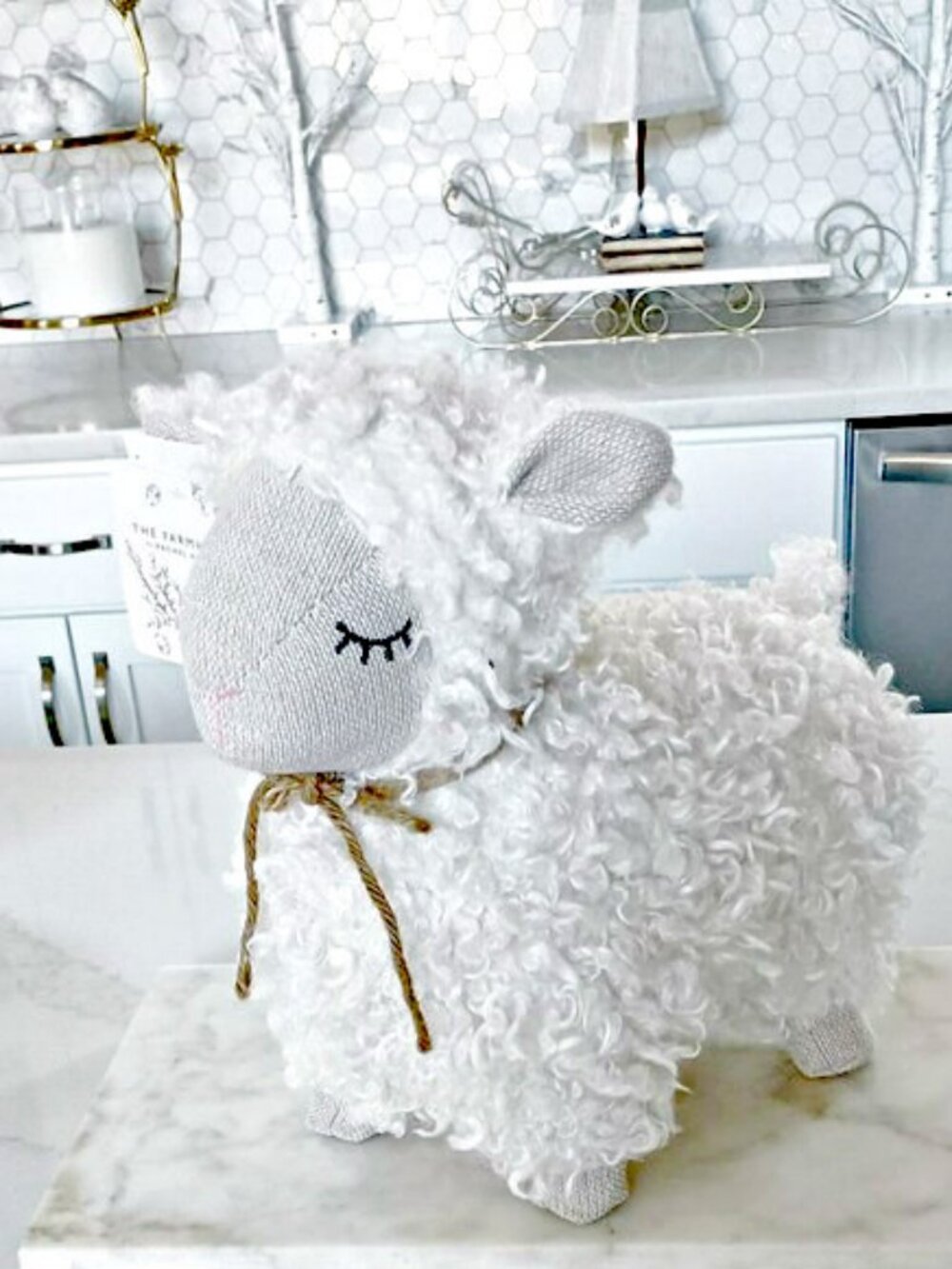 NEW! BOHO FARMHOUSE RESIN & FAUX FUR NURSERY LAMB DECOR